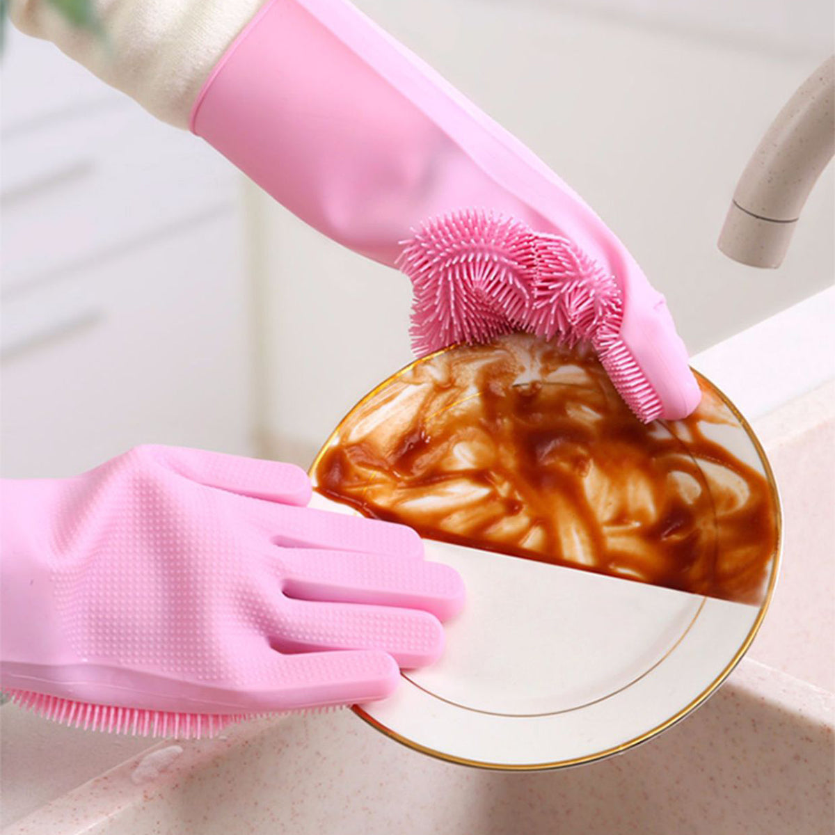 2pcs Silicone Washing Gloves
