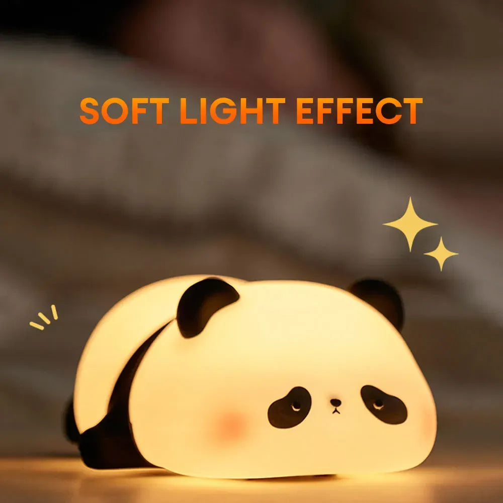 Cute Panda Silicone Night Light Soft Touch LED Lamp for Kids Bedroom