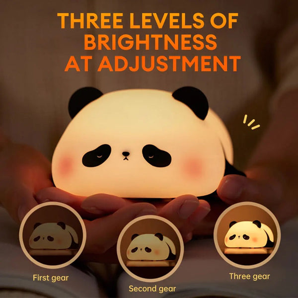 Cute Panda Silicone Night Light Soft Touch LED Lamp for Kids Bedroom