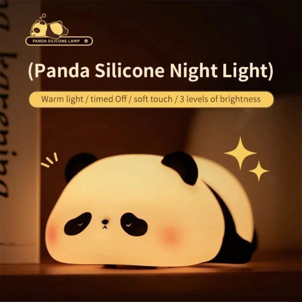 Cute Panda Silicone Night Light Soft Touch LED Lamp for Kids Bedroom