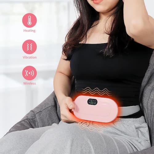 Period Pain Cramp Relief Belt Portable Menstrual Heating Pad, Heated Belly Belt for Menstrual Cramp Relief with 3 Heat Levels and 4 Modes, Electric Belt Massage for Women and Girls