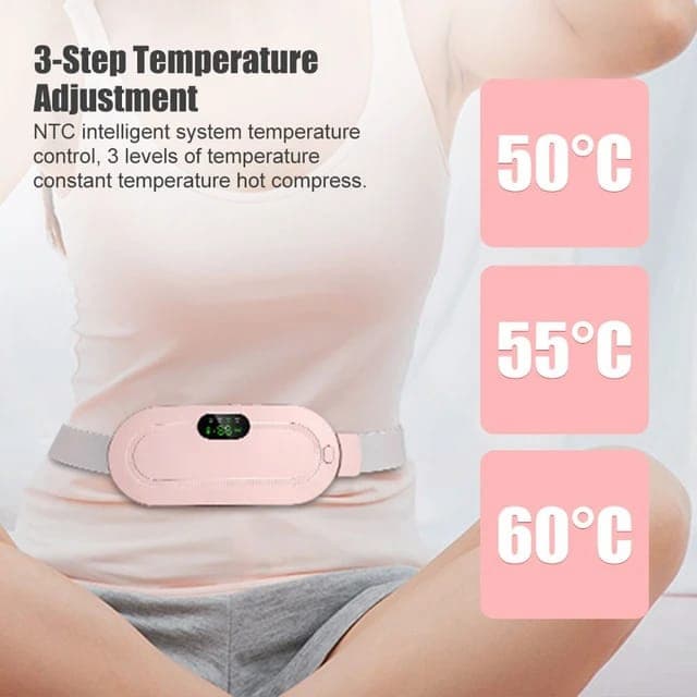 Period Pain Cramp Relief Belt Portable Menstrual Heating Pad, Heated Belly Belt for Menstrual Cramp Relief with 3 Heat Levels and 4 Modes, Electric Belt Massage for Women and Girls