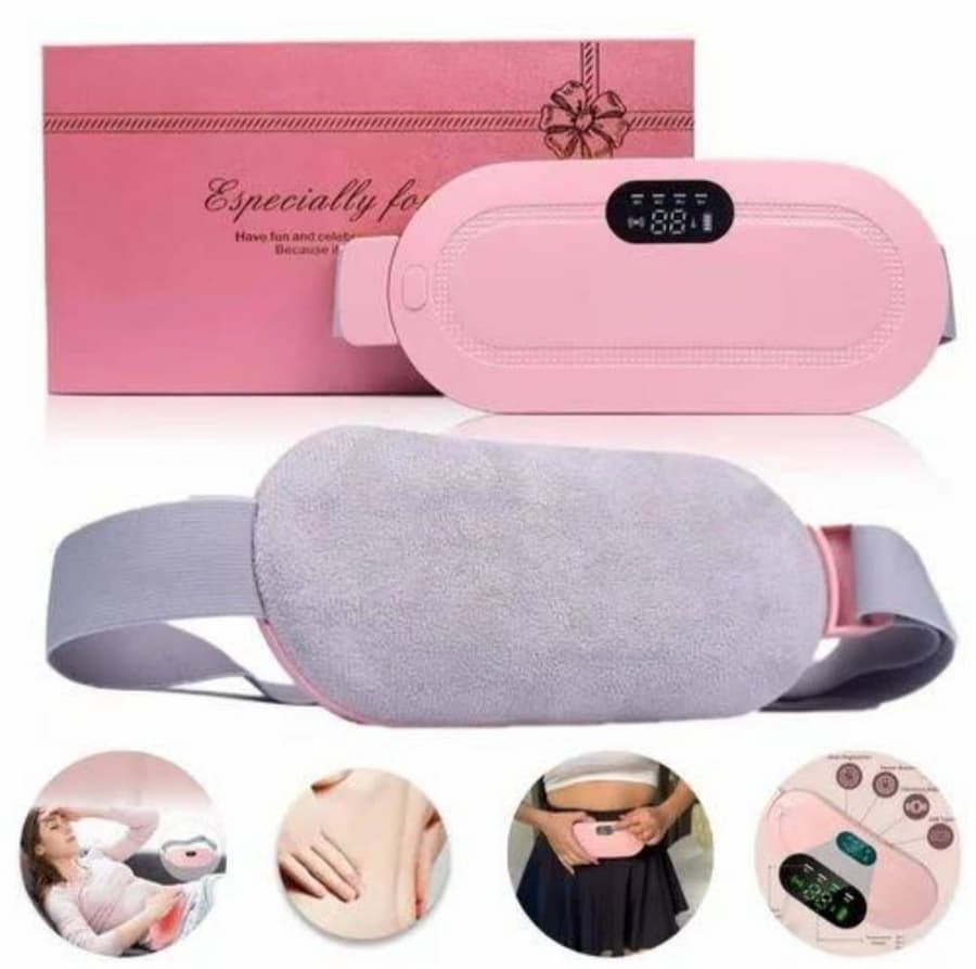 Period Pain Cramp Relief Belt Portable Menstrual Heating Pad, Heated Belly Belt for Menstrual Cramp Relief with 3 Heat Levels and 4 Modes, Electric Belt Massage for Women and Girls