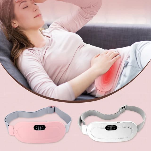 Period Pain Cramp Relief Belt Portable Menstrual Heating Pad, Heated Belly Belt for Menstrual Cramp Relief with 3 Heat Levels and 4 Modes, Electric Belt Massage for Women and Girls